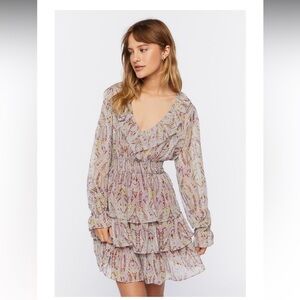 Forever 21 Paisley Print Chiffon Mini Dress 👗Burgundy/Multi